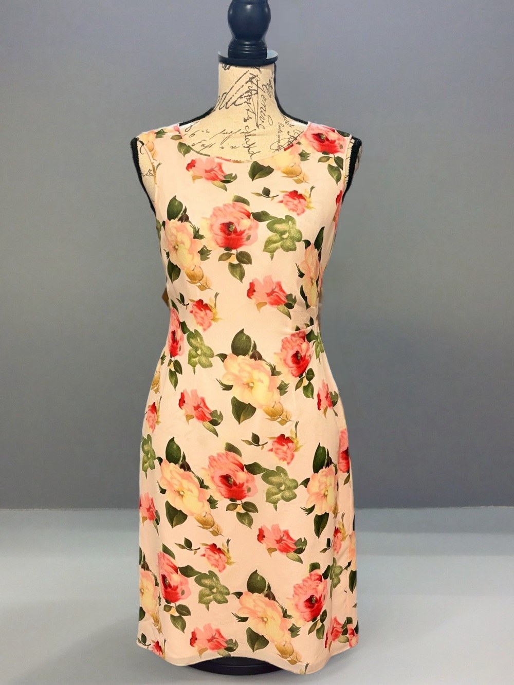 Talbots Vtg Y2K 90s Pure Silk Sleeveless Shift Dress Pink Rose Sz 2P Coquette